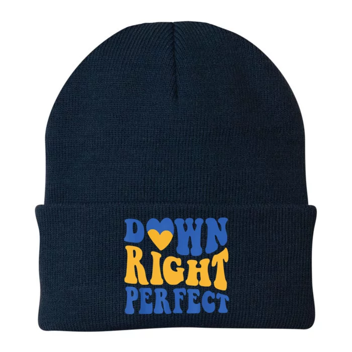 Groovy World Down Syndrome Day Awareness Down Right Perfect Knit Cap Winter Beanie