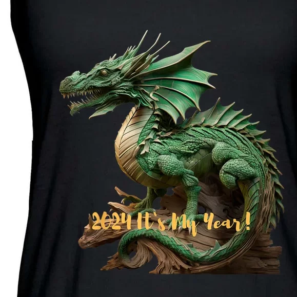 Green Wooden Dragon 2024 ItS My Year Ladies Essential Flowy Tank