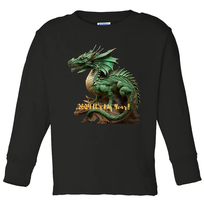 Green Wooden Dragon 2024 ItS My Year Toddler Long Sleeve Shirt