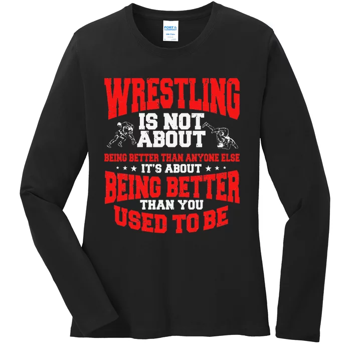 Great Wrestling Design Wrestler Saying Apparel Ladies Long Sleeve Shirt