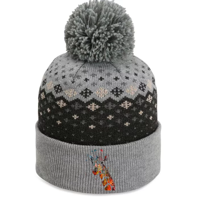 Giraffe Watercolor Design The Baniff Cuffed Pom Beanie