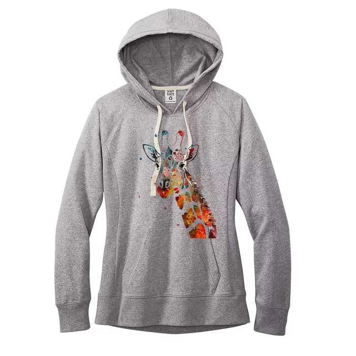 Giraffe Watercolor Design Women's Fleece Hoodie