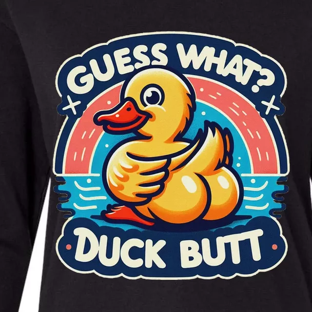 Guess What Duck Butt Funny Duck Womens Cotton Relaxed Long Sleeve T-Shirt