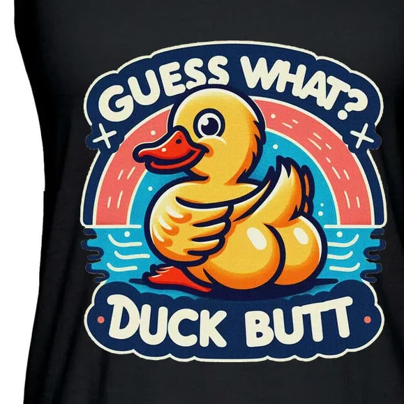 Guess What Duck Butt Funny Duck Ladies Essential Flowy Tank