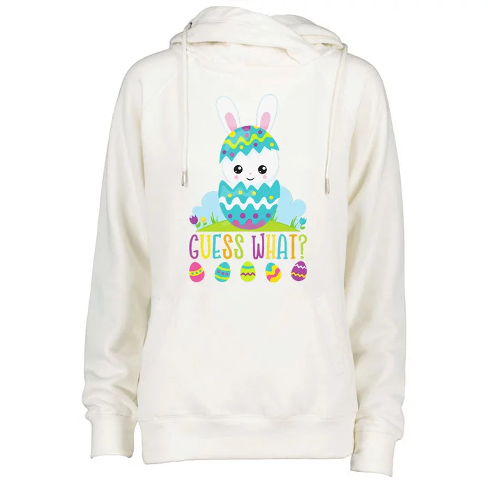 Guess What Easter Egg Bunny Pregnancy Announcement Womens Funnel Neck Pullover Hood