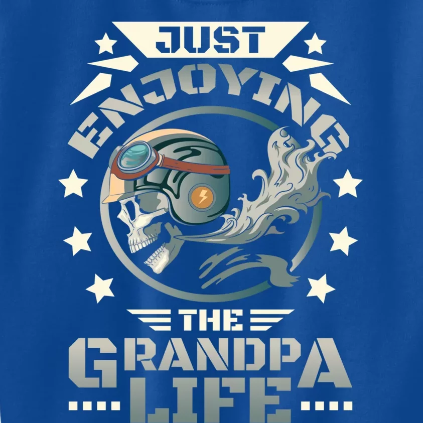 Grandpa With Funny Grandpa And Biker Grandpa With Motorcycle Gift Kids Sweatshirt