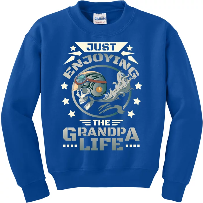 Grandpa With Funny Grandpa And Biker Grandpa With Motorcycle Gift Kids Sweatshirt