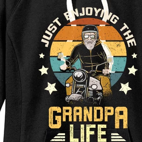 Grandpa With Funny Grandpa And Biker Grandpa With Motorcycle Gift Women's Fleece Hoodie