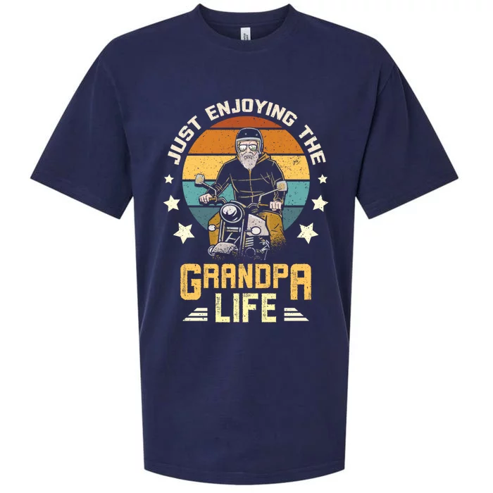 Grandpa With Funny Grandpa And Biker Grandpa With Motorcycle Gift Sueded Cloud Jersey T-Shirt