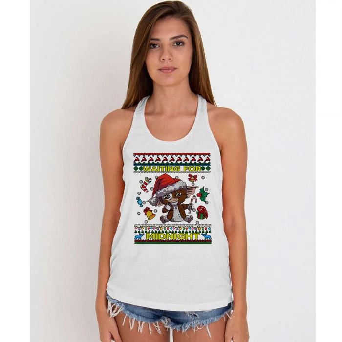 Gremlins Waiting For Midnight Christmas Women's Knotted Racerback Tank