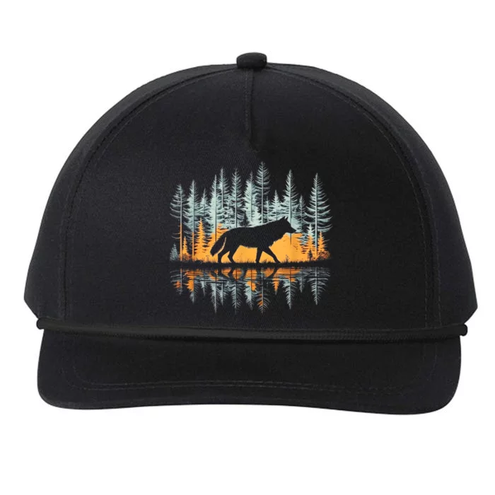 Graphic Wolf Forest Nature Wildlife Outdoor Snapback Five-Panel Rope Hat