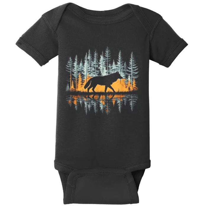 Graphic Wolf Forest Nature Wildlife Outdoor Baby Bodysuit