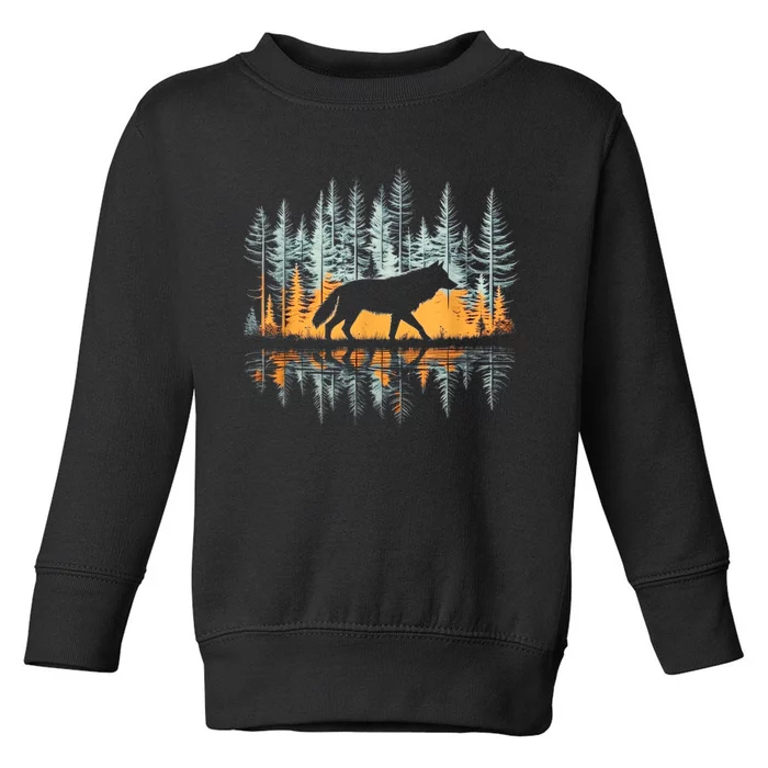 Graphic Wolf Forest Nature Wildlife Outdoor Toddler Sweatshirt