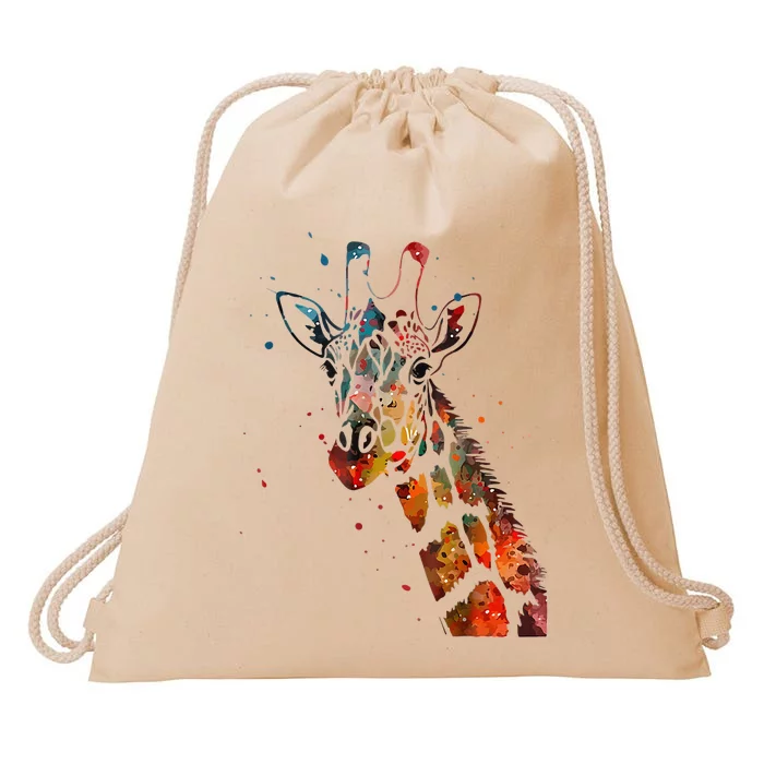 Giraffe Watercolor Funny For Giraffe Lovers Drawstring Bag