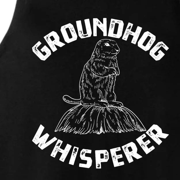 Groundhog Whisperer Funny Woodchuck Groundhog Day Ladies Tri-Blend Wicking Tank