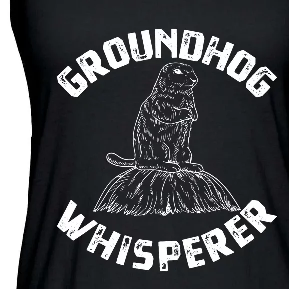 Groundhog Whisperer Funny Woodchuck Groundhog Day Ladies Essential Flowy Tank