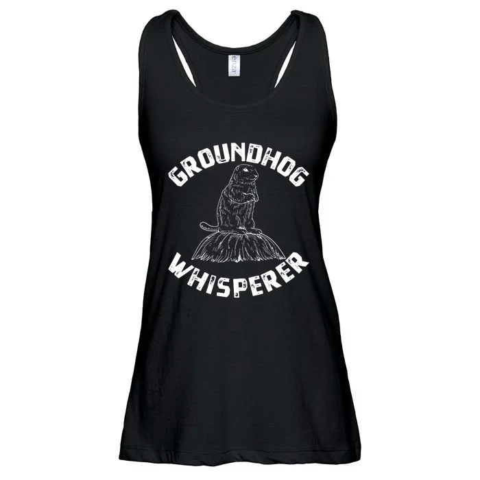 Groundhog Whisperer Funny Woodchuck Groundhog Day Ladies Essential Flowy Tank