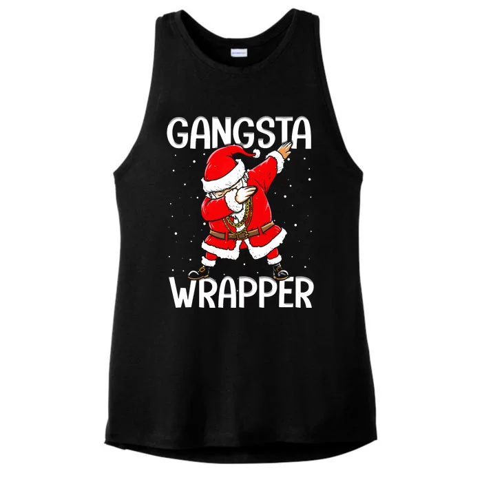 Gangsta Wrapper Funny Dabbing Santa Christmas Ladies Tri-Blend Wicking Tank