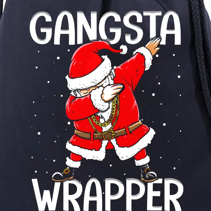 Gangsta Wrapper Funny Dabbing Santa Christmas Drawstring Bag