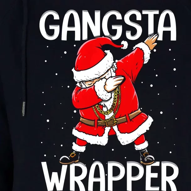 Gangsta Wrapper Funny Dabbing Santa Christmas Womens Funnel Neck Pullover Hood