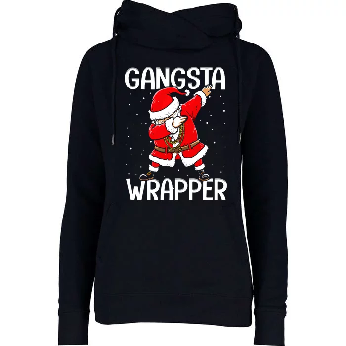 Gangsta Wrapper Funny Dabbing Santa Christmas Womens Funnel Neck Pullover Hood