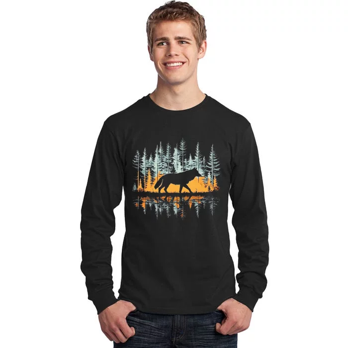 Graphic Wolf Forest Nature Wildlife Outdoor Tall Long Sleeve T-Shirt