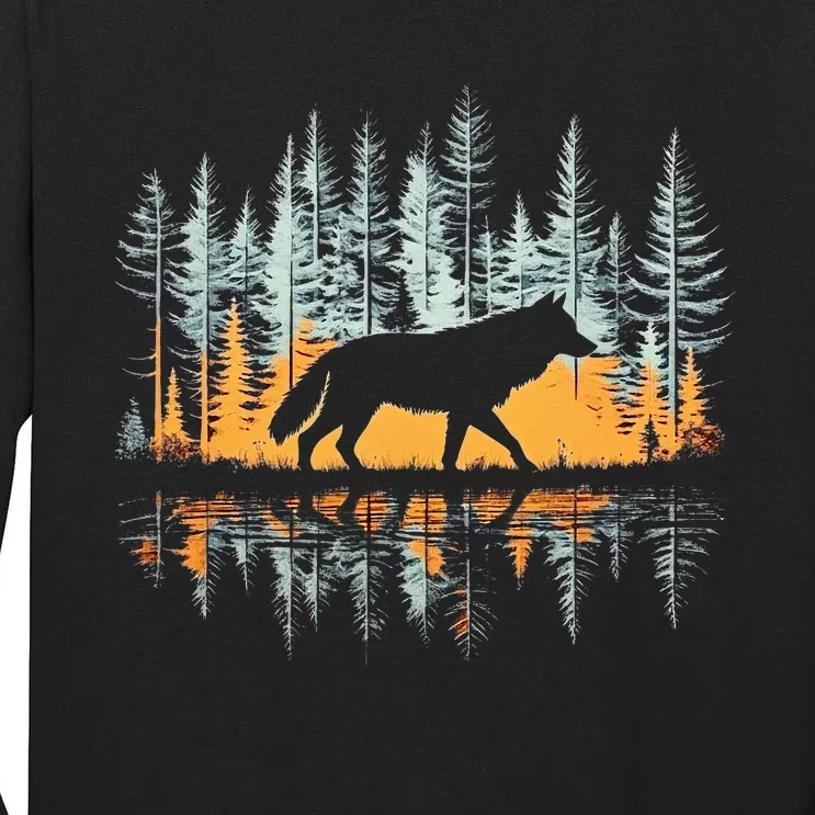 Graphic Wolf Forest Nature Wildlife Outdoor Tall Long Sleeve T-Shirt