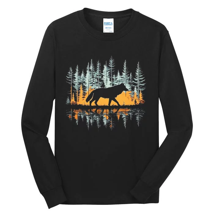 Graphic Wolf Forest Nature Wildlife Outdoor Tall Long Sleeve T-Shirt