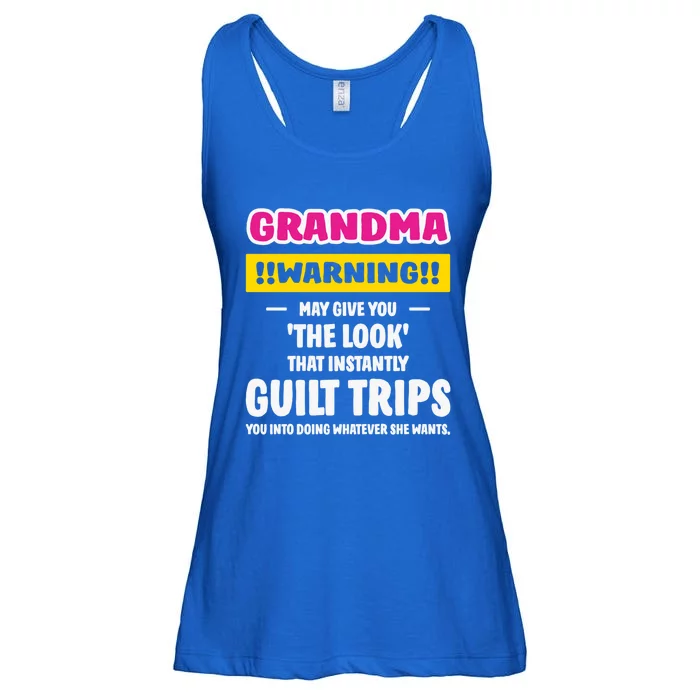 Grandma Warning Guilt Trips You GrandmotherS Day Present Cool Gift Ladies Essential Flowy Tank