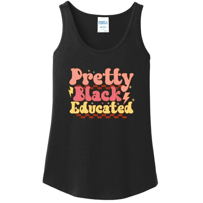 Groovy Women Gift Pretty Black And Educated Black African America Ladies Essential Tank