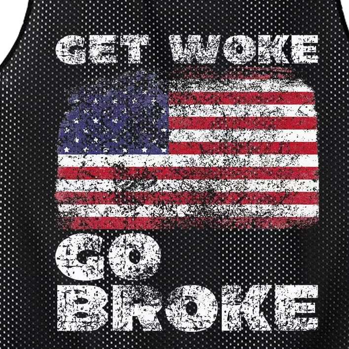 Get Woke Go Broke Funny Anti Woke Cancel Culture Joke Mesh Reversible Basketball Jersey Tank