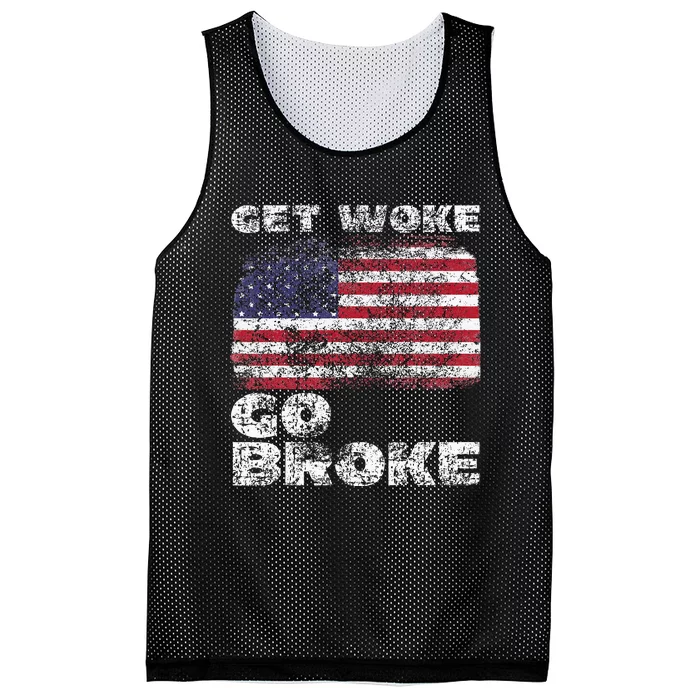 Get Woke Go Broke Funny Anti Woke Cancel Culture Joke Mesh Reversible Basketball Jersey Tank