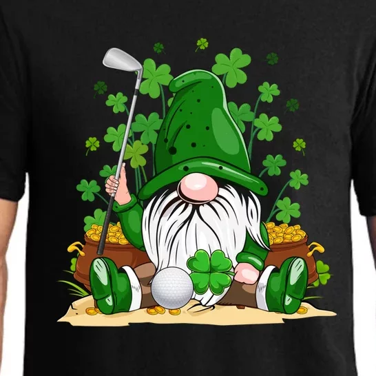 Gnome With Golf Ball Lucky Shamrock St Patrick's Day Funny Gift Pajama Set