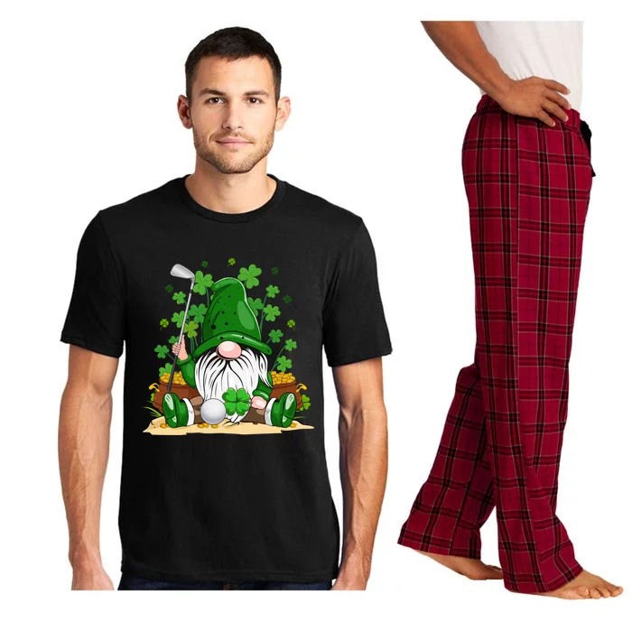 Gnome With Golf Ball Lucky Shamrock St Patrick's Day Funny Gift Pajama Set