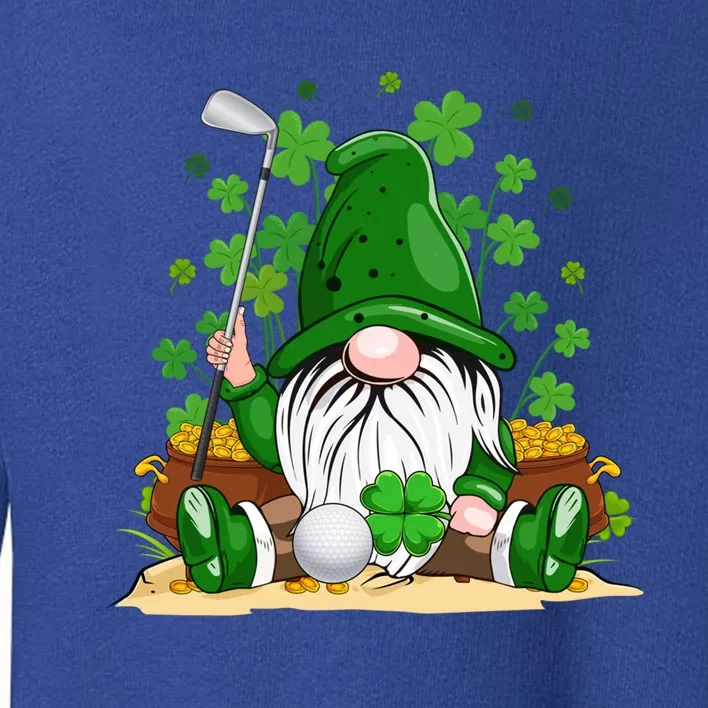 Gnome With Golf Ball Lucky Shamrock St Patrick's Day Funny Gift Toddler Sweatshirt