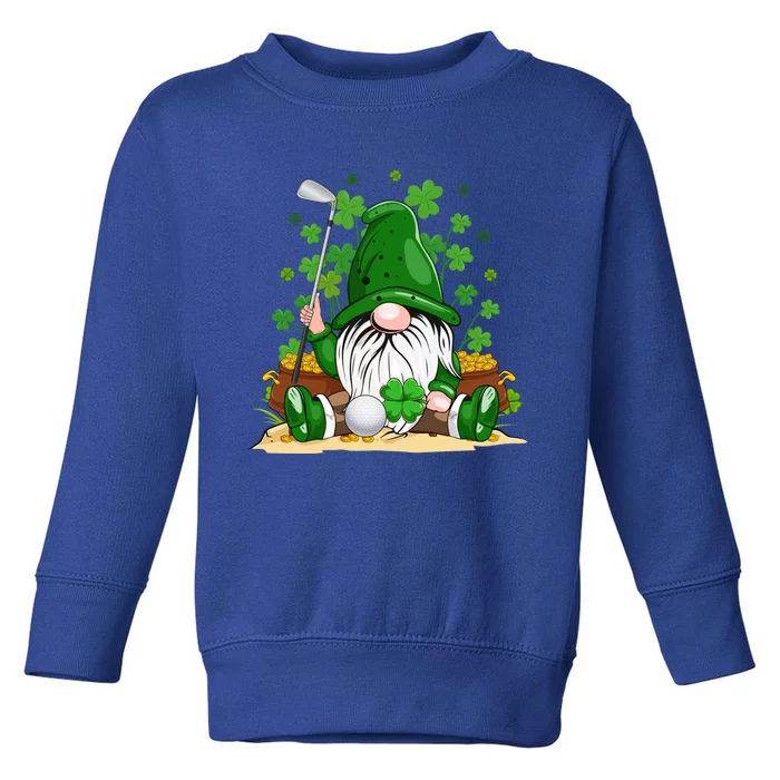 Gnome With Golf Ball Lucky Shamrock St Patrick's Day Funny Gift Toddler Sweatshirt