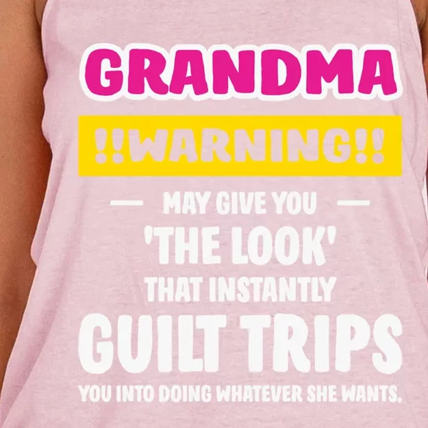 Grandma Warning Guilt Trips You GrandmotherS Day Present Great Gift Women's Knotted Racerback Tank