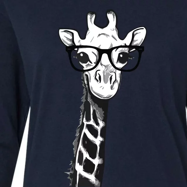 Giraffe With Glasses Gift For Zoo Animal Lovers Womens Cotton Relaxed Long Sleeve T-Shirt