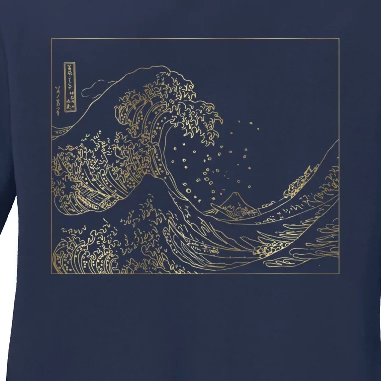 Great Wave Gold Ladies Long Sleeve Shirt