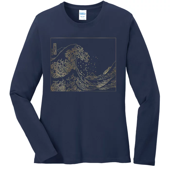 Great Wave Gold Ladies Long Sleeve Shirt