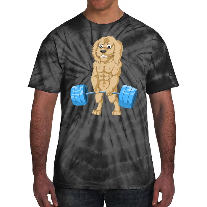 Goldendoodle Weightlifting Tie-Dye T-Shirt