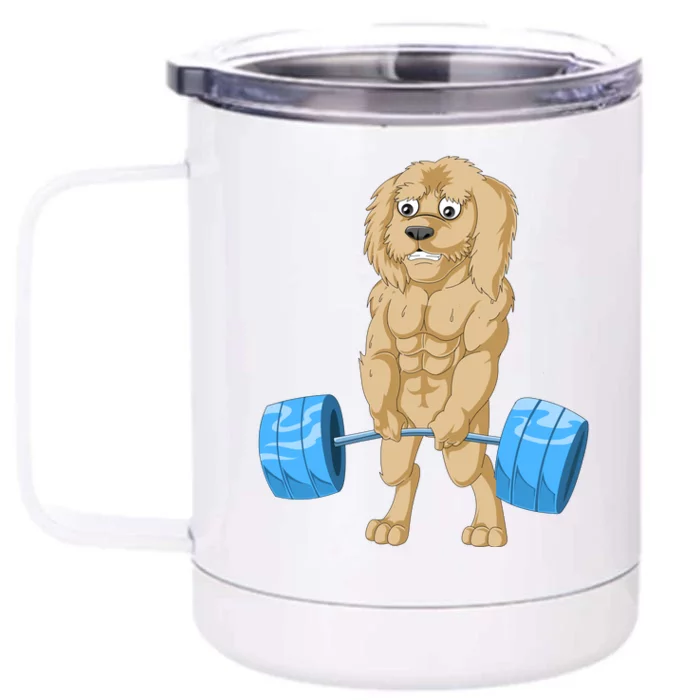 Goldendoodle Weightlifting Front & Back 12oz Stainless Steel Tumbler Cup