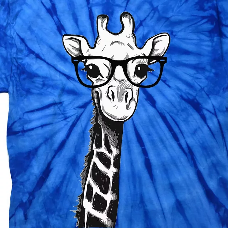 Giraffe With Glasses Gift For Zoo Animal Lovers Tie-Dye T-Shirt