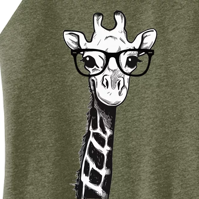 Giraffe With Glasses Gift For Zoo Animal Lovers Women’s Perfect Tri Rocker Tank