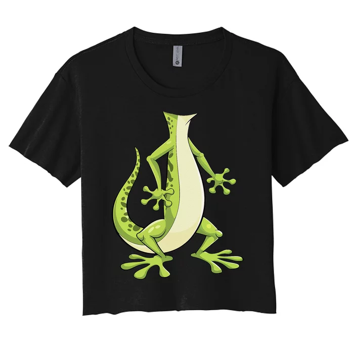 Gecko Women Green Lizard Costume Gift Women's Crop Top Tee