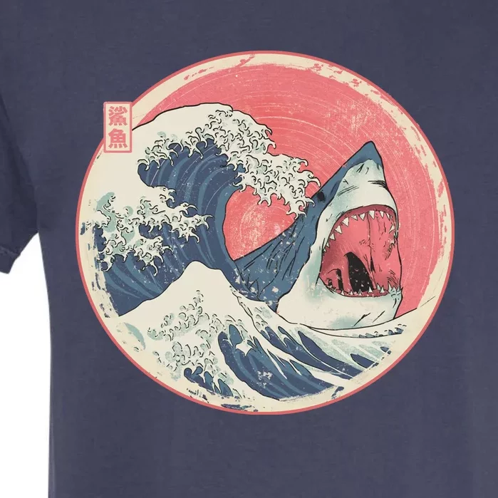 Great Wave Great White Shark Traditional Painting Garment-Dyed Heavyweight T-Shirt