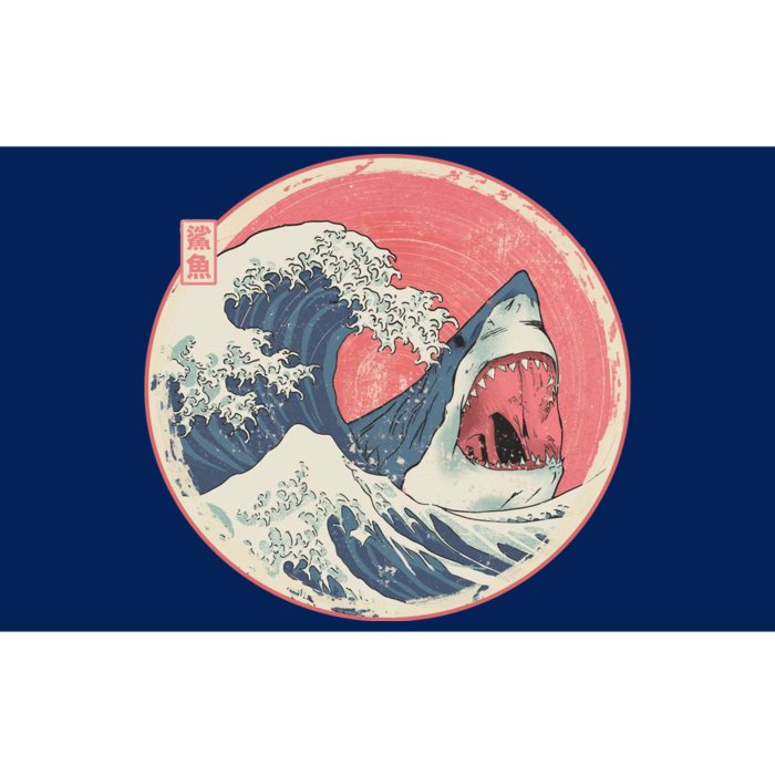 Great Wave Great White Shark Traditional Painting Bumper Sticker