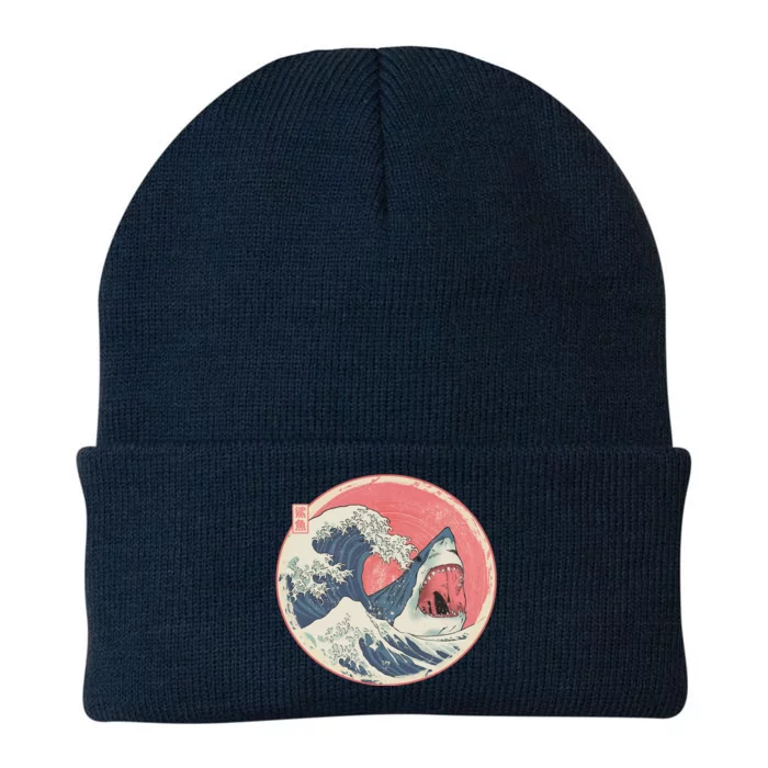 Great Wave Great White Shark Traditional Painting Knit Cap Winter Beanie