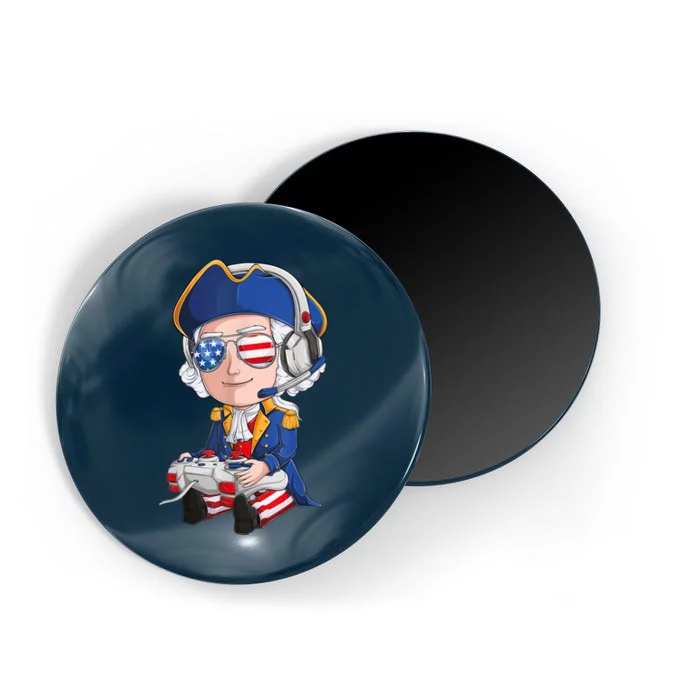 George Washington Gamer Fourth Of July USA Flag Boy Magnet