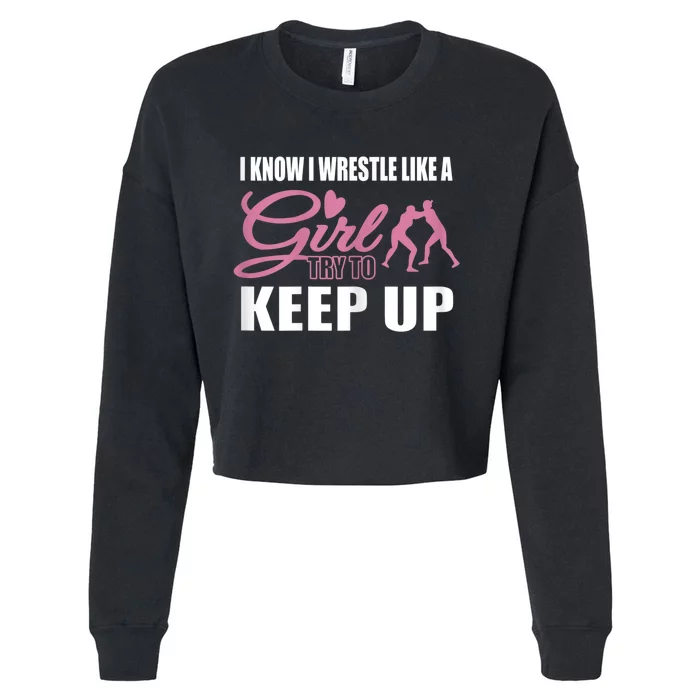 Girls Wrestling Cropped Pullover Crew